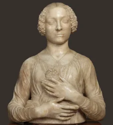 ブーケを持つ女性、1475年頃。