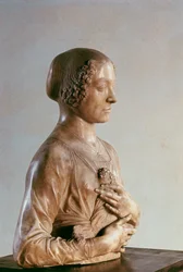 花束を持つ女性、1475-80年頃（大理石）