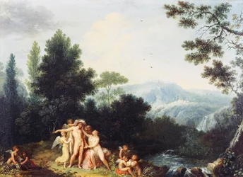 火星とヴィーナス」1801年頃 Andrea Appiani (1754-1817)作 木に油彩 24.5x34.5 cm