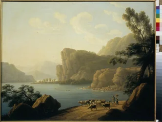 "Vue de la riviere Selenga en Siberie" (View of Selenga River in Siberia) Peinture de Andrei Yefimovich Martynov (1768-1826) 1817 - 油彩・キャンバス Dim 64,3x80 cm State Tretyakov Gallery, Moscou.