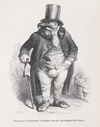 家主に支払うために、非常に厳しい男で、その名前はM. Vautour で、Scenes from t ...、ca。 1837-47。
