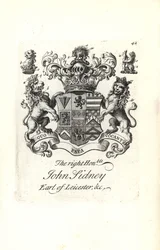 第7代Leicester伯爵Jocelyn Sidney氏の紋章とクレスト。
