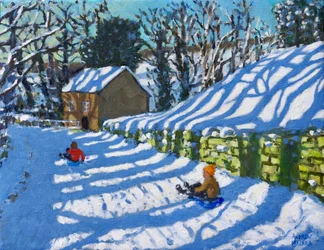 Sledging,Upper Hulme,Leek, 2020,(油彩・キャンバス)