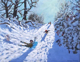 Sledging、Calke Abbey、Ticknall、Derby、2021年（キャンバスに油彩）