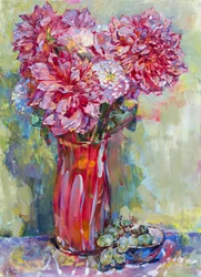 鮮やかな花の静物画