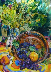 鮮やかな静物画「収穫」