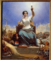 世界を照らすフランス。アレゴリー。ジャネット・ランゲ（1815 - 1872）の絵画