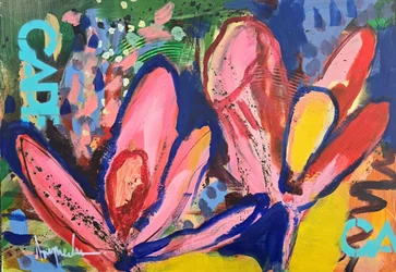 鮮やかな花の抽象画