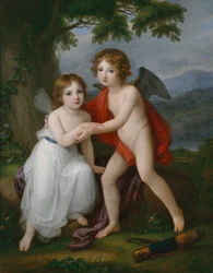 アモールとプシュケとしてのプリマス兄弟の肖像、1795