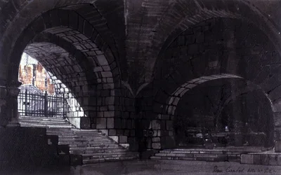 1912 年 10 月 26 日にミラノのスカラ座で上演された、イタリアの作曲家ジュゼッペ ヴェルディ (1813-1901) によるオペラ「ドン カルロス」の第 4 幕第 2 場のアンジェロ パラヴィチーニの舞台装置 .