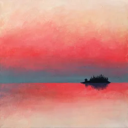 静かな島の夕日