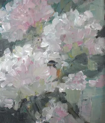 印象派風の花の抽象画