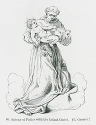 幼子キリストとパドヴァの聖アントニー（リトグラフ）