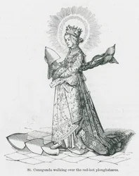 赤い鋤の上を歩く聖クネグンダ（リトグラフ）