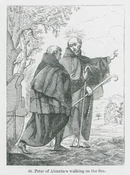 海を歩くアルカンタラの聖ペテロ（リトグラフ）