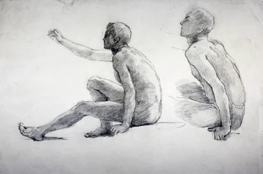 「座っている男性の裸体の 2 つの習作」、c1864-1930