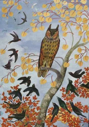フクロウの棒と石 2, 2017 (アクリル)