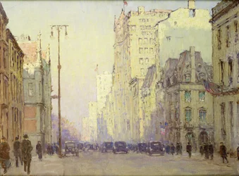 5th Ave, at 57th Street, c.1918（キャンバスに油彩）