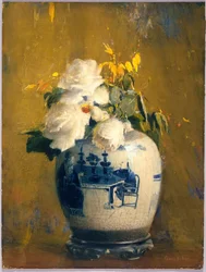 白いバラ、1922年以前（不透明水彩、黒鉛、パステルタッチ、透明水彩、クリーム色、適度な厚み、ややテクスチャーのある織物紙に、木材パルプ板紙にマウントされている。）