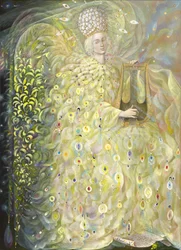 知恵の天使, 2009 （ベルギーリネンに油彩と金箔）