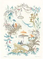 ダブルパラソルを備えた中国のアラベスク、c。 1795年。