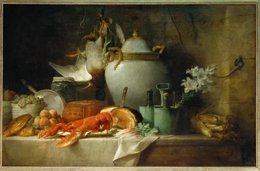 Vase, homard, fruits et gibier - 花瓶、ロブスター、果物、ゲームのある静物画。