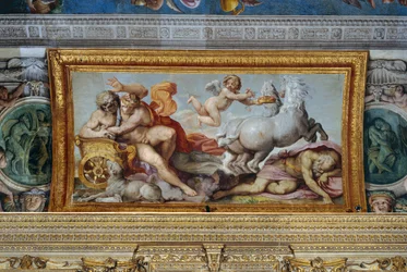 オーロラがケファルスを拉致し、ギャラリーの金庫室の詳細、1597-1604年