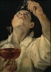 酒を飲む男性の肖像、1581-4年頃
