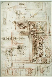 ファルネーゼ・ギャラリーのためのプロジェクト。Annibal Carracci Dit Carrache（1560-1609）のドローイング