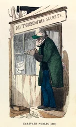 1840年、パリでのパブリック・ライター、エングレーヴィング、個人蔵 - A public writer at Paris