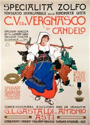 イタリアのVergnasco Candelo社が製造した殺菌剤Winnowed sulphurの広告ポスター（20世紀