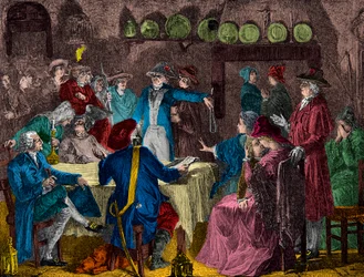 1791年にヴァレンヌで行われた国王ルイ16世と王族の逮捕、エングレーヴィング、プライベート・コレクション