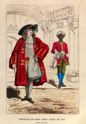 1706年（ルイ14世の政体）に付き添うサン・ルイ騎士団員の衣装 - サン・ルイ騎士団員と下男の衣装
