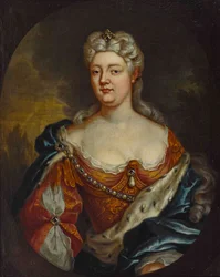 ナッソー・ザールブリュッケン伯爵夫人カロリーネ（1704-1774） - 匿名。油彩・キャンバス、1725年頃。サイズ : 85x67 cm プライベート・コレクション