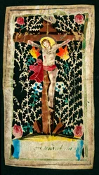 Crucifixion Pious image in the channel.INRI（I.N.R.I.）の刻印あり。個人蔵