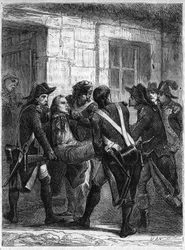 ボーピュイのミッシェル・アルマン将軍（1755-1796）のヴァルダンフェールでの死。1866年のアドルフ・ティエール著『フランス革命史』に掲載された版画。個人蔵。
