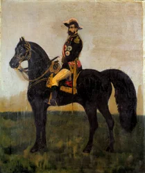 ジョルジュ・ブーランジェ将軍（1837-1891）の騎馬像 政治家 19世紀の匿名の絵画 日0.55x0.46 m パリ、カルナヴァレ美術館