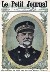 第一次世界大戦1914-1918（第14-18次大戦）。ダルティージュ・デュ・フルネ提督の肖像 東洋の連合艦隊司令長官。1916年11月19日、「Le Petite Journal」にて。個人蔵