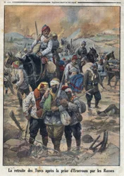 第一次世界大戦1914-1918（第14-18次大戦）。ロシア軍がエルゼルムを占領した後のトルコ軍の退却。Le Petite Journal "にて、1916年02月27日。個人蔵