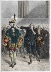 フランス革命-1789年6月23日の一般国家の会合。ミラボー伯爵オノレ・ガブリエル（Honore-Gabriel）リケティ（1749-1791）使徒アンリ・エヴラール（Henri-Evrard）ドリュー・ブレーズ（Dreux-Breze）侯爵（1762-1829） - ヴェルサイユでの一般国家会議