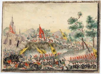 1828-1829年のロシア・トルコ戦争 - 1790年にロシア軍がイズマイル（イスマイル）要塞を攻略 - 匿名 - 1829年 - 紙に水彩 - 19x26 - 個人蔵