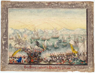 Guerre russo-turque de 1828-1829 - The Russians crossed the Danube in 1828 - Anonymous - 1829 - Watercolour on paper - 22x30 - Private Collection