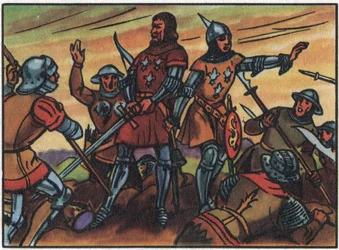 百年戦争：「フランス王ジョン2世善良なる者（1319-1364）は、1356年9月19日のポワチエの戦いでイギリス軍の捕虜となった」。Collection des souverains et chefs d