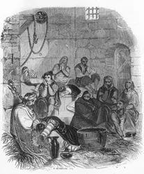 異端審問所の内部 - Victor de Fereal, Suberwick, Manuel Galo de Cuendias著「Mysteres of the Inquisition and Other Secret Societies of Spain」の挿絵。発行：P.ボイザード
