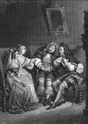 Les precieuses ridicules ヴェルネの後のエングレーヴィング 「Jean-Baptiste Poquelin dit Moliere（ジャン・バティスト・ポケリン・ディット・モリエール）の作品」より