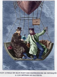Louis-Joseph Gay-Lussac（ルイ・ジョセフ・ゲイ・リュサック）とBiot（ビオ）が4,000メートルの高地で物理学実験を行う-「Album de la Science; illustrious scientists; Great discoveries」1896年に掲載。