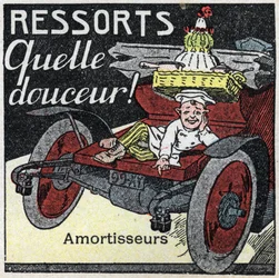 機械的牽引：自動車のショックスプリング。1925年の匿名のイラスト。個人蔵。