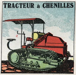 機械的な牽引力：トラック式トラクター。1925年の匿名のイラスト。個人蔵。