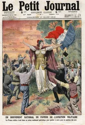 軍用航空国民運動: フランス全土が共通の愛国心のもとに団結し、祖国による制空権の維持を目指す。1912年10月3日付『ル・プティ・ジュルナル』掲載の版画。個人蔵。