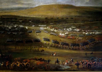 1705年のモーゼル号の航路。1705年の匿名の絵画。Chateau De Vaux Le Visomte（シャトー・ドゥ・ヴォー・ル・ヴィゾムテ）。